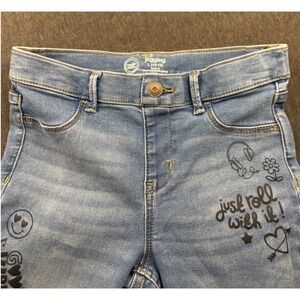 Wonder Nation Girls Blue Doodle Graphic Jeggings Skinny Jeans Size L 10-12